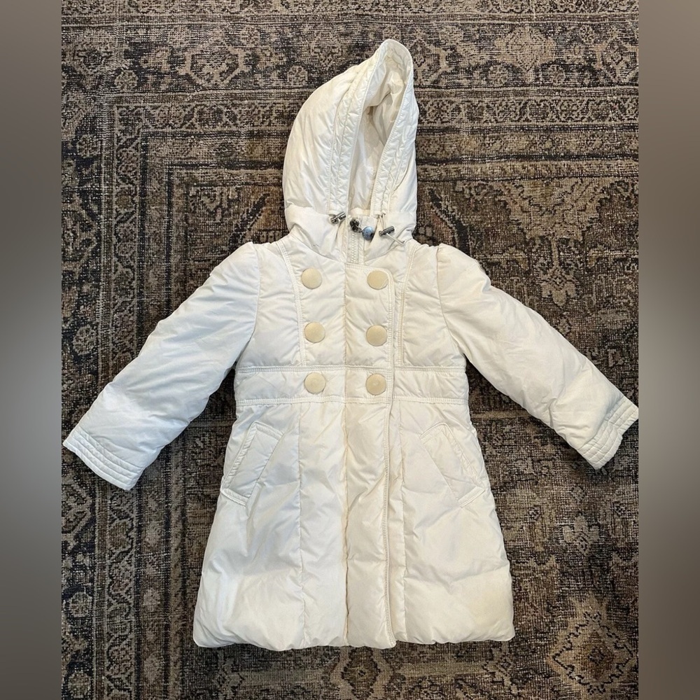 Moncler Infant Kids Double Breasted Down Hooded Cream Coat 98 CM 3T